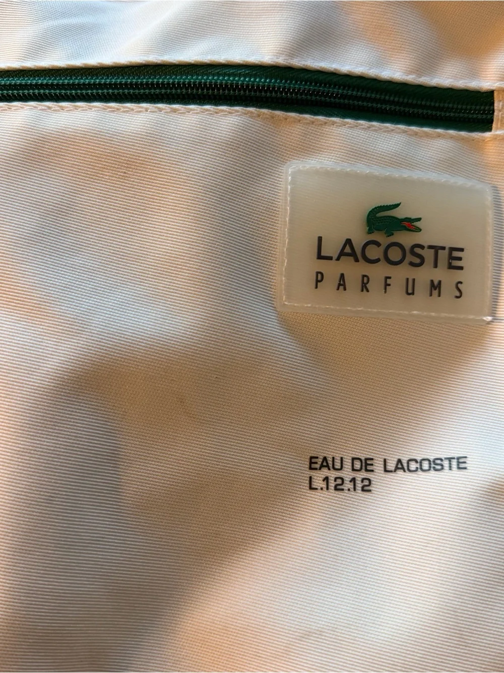 Vintage Lacoste Parfums Men's White and Green Crossbody Bag